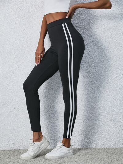 High Waist Striped Leggings